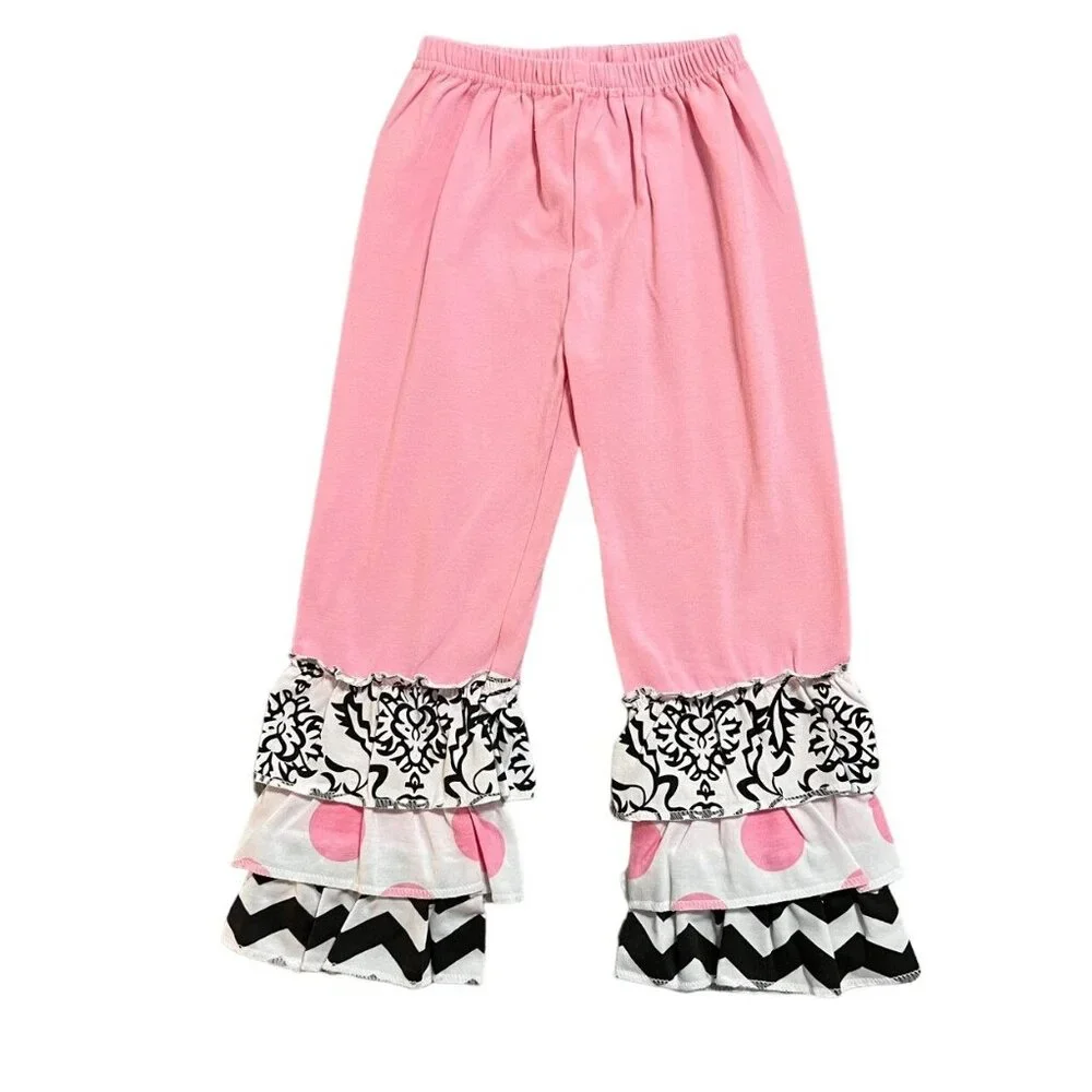 Toddler Girls S (2T) Pink & Black Ruffle Top & Pants Set